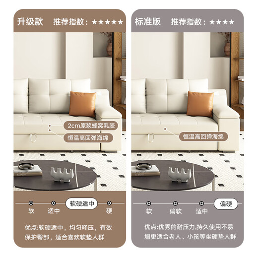 尊象 沙发床一体坐卧两用客厅小户型多功能可折叠储物蓝牙音响充电 外径2.68米【双人+贵妃位】 皮感猫抓布【乳胶款】