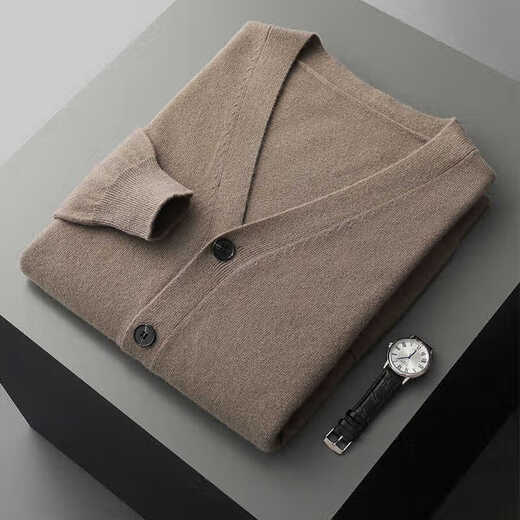 Soul Wake Ordo Kaschmirfamilie Wolle Strickjacke Herren V-Ausschnitt Feste Farbe Langarm Wolle Wolljacke lässig Wide Dark Grey L.