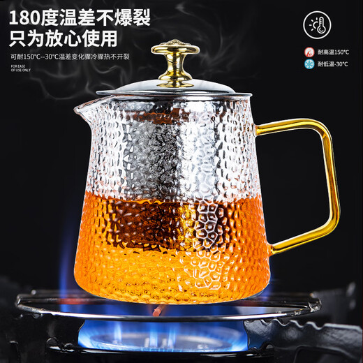 Niannian Xinyuan glass tea set household Kung Fu tea cup teapot tea set simple heat-resistant office tea drinking set Elegant pot + 2 gold dragon pattern cups 3 pieces
