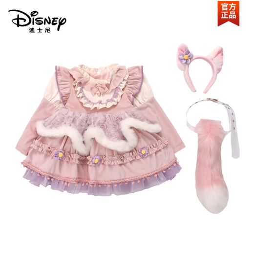 迪士尼（Disney）女童玲娜贝儿连衣裙子衣服公主裙生日宴狐狸尾巴小儿童洛丽塔长袖 6622短1袖裙子+头饰+裙撑+包包+尾巴 140 (身高130-140cm年龄10-11岁)