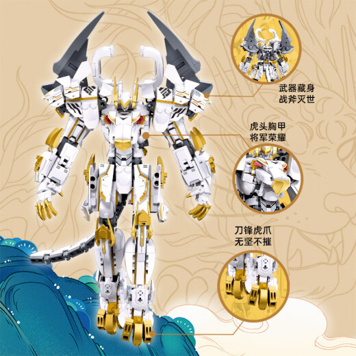 Xiaoluban Pacific Rim Mech Building Block Deformation Robot Modelo de ensamblaje Compatible con LEGO Boy Day's Toy Regalo de juguete White Slot Mech [679 Gránulos]