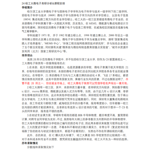 
25th Harbin Institute of Technology Harbin Institute of Technology 806 Microelectronic Integrated Circuit Postgraduate Entrance Examination Full Payment Full Class