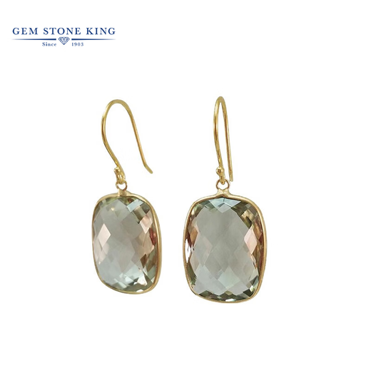 GEM STONE KING green amethyst earrings for women 14K gold American 18 carat gemstone earrings for girlfriend and wife birthday gift 520 gift green amethyst earrings