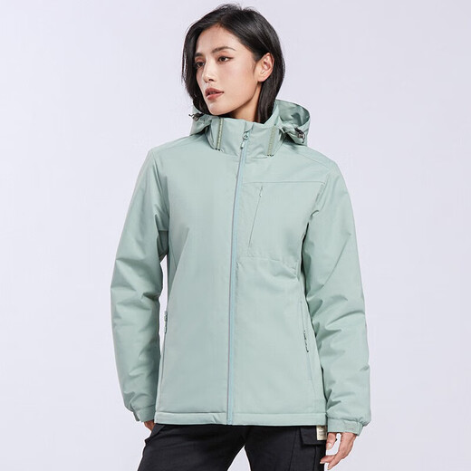 啄木鸟（TUCANO）加绒一体冲锋衣女男单层户外秋冬登山服外套夹克外套保暖软壳风衣 9930S抹茶绿-女【纯色】 2XL
