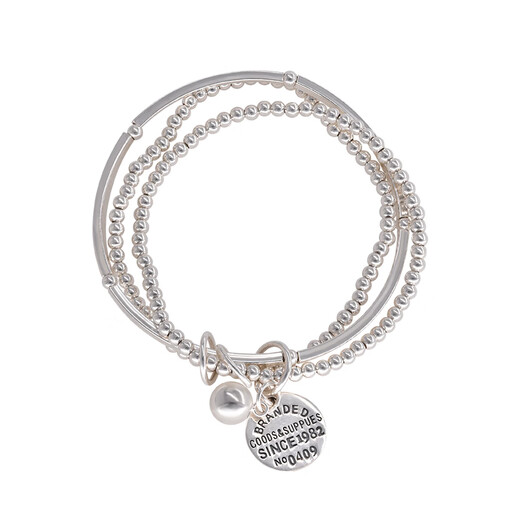 
Wu Ji versatile simple sterling silver three-layer round brand pendant bracelet bracelet light luxury niche exquisite gift for girlfriend best friend hand jewelry three-layer bracelet