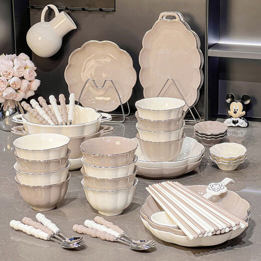 碗碟套装家用陶瓷盘子釉下彩餐具碗盘轻奢米饭碗碗具 纯色釉盘子8.5寸2个装1278