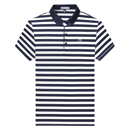 Jinlilai 2024 Business Herren Short Sleeve Shirt Striped Ice Seide Hemd Blau 17088a