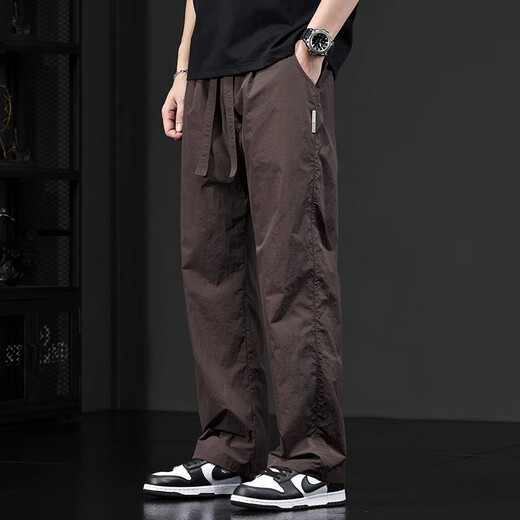 Chaotianshi summer high-end ice silk casual pants for men 2025 new thin loose sports straight-drying pants breathable men's style gray 2XL [160-180Jin [Jin equals 0.5 kg]]