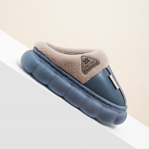 Candy astringent winter parent-child waterproof cotton slippers for boys and girls with poop-feeling soft soles and non-slip indoor home warm bag and cotton shoes. Triangular slippers - pink 26-27, inner length 16.5CM