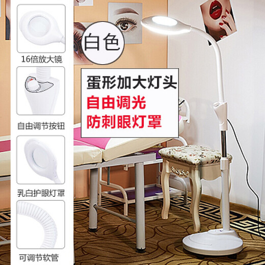 Meng Qian'er Beauty Lamp Pattern Embroidery Lamp LED Cold Light Portable Manicure, Eyelashes, Acne, Acne, Eyebrow Micro-Surgery Floor Lamp 52/Waga large lamp head with pulley and dimmable