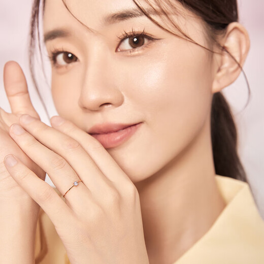 Saturday Fortune 18k gold met diamond ring for women, simple four-claw W0210378 No. 13, birthday gift, New Year gift