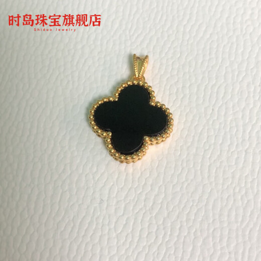 Tokishima 18k gold pendant single pendant 18K gold four-leaf clover color gold rose gold 18K yellow and black l pendant flower center 1.5 cm
