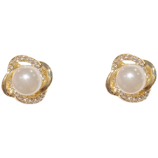 Miao Xiu Intellectual Simple Pure Silver Imitation Pearl Earrings for Women Retro French Elegant High-end Earrings Valentine's Day Gift for Women Rose Gold Pearl Earrings