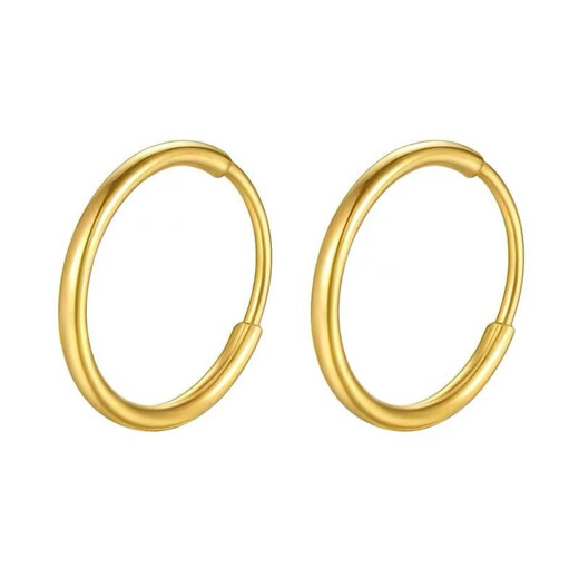 Shengli Hong Kong Duty Free 9999 Yellow Earrings 24 Gold Women's Glossy Large Earrings Gold Earrings for Mom Premium Alluvial Gold Premium Glossy Earrings Pair 2cm