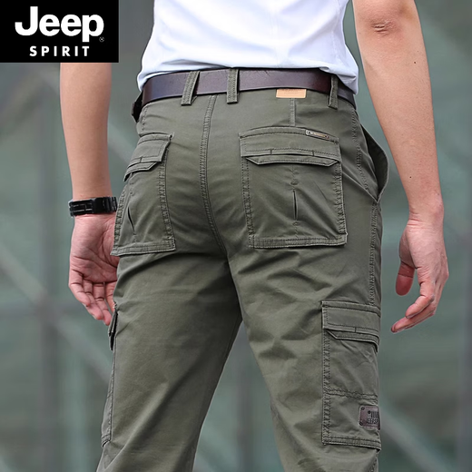 JEEP SPIRIT工装裤男士宽松直筒秋冬季厚款户外多口袋春秋休闲裤2025新款 黑色9923 厚款 30 腰围2尺3