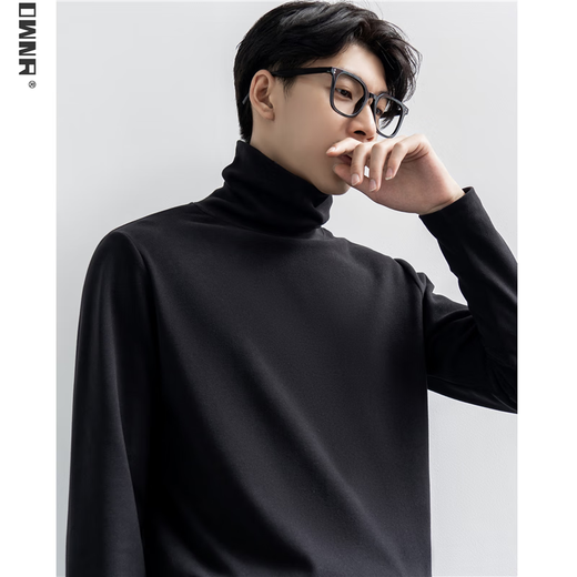 Xinghelai black turtleneck bottoming men's autumn and winter German velvet T-shirt long-sleeved trendy slim top high-end warm men's inner wear single piece * black * turtleneck XL
