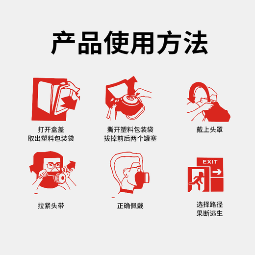 Lanfu fire escape mask national silicone standard 3C certified filtering fire self-rescue respirator anti-smoke rubber mask 3C certified rubber style fire mask-2 pack