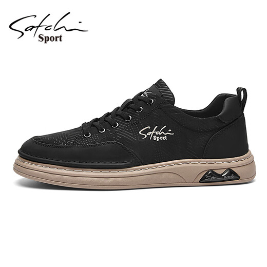 Satchi Casual Shoes Herrenschuhe 2025 Sommer Neue atmungsaktive Sportbrettschuhe trendy vielseitige Business Canvas Schuhe Herrenschuhe Schwarz 41 [Lederschuhgröße]