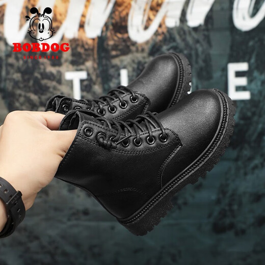 Babudou (Bobdog) Botas Martin de vellón para niños 2024 Otoño e invierno Niños y niñas grandes botas amarillas grandes Anti-Slip Medium y grandes zapatos de algodón de algodón de algodón cálido para niños C023-Black (FLEE) Tamaño 34 (longitud interna 21.5cm/pie de longitud 21.0 cm)