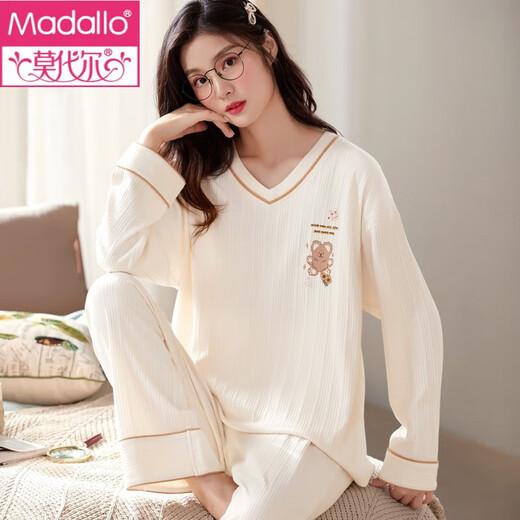 Modal spring and autumn pajamas for women long-sleeved Korean style loose large size cute cartoon home clothes set can be worn outside pink GXT9920 M (recommended 75-95Jin Jin equals 0.5kg)