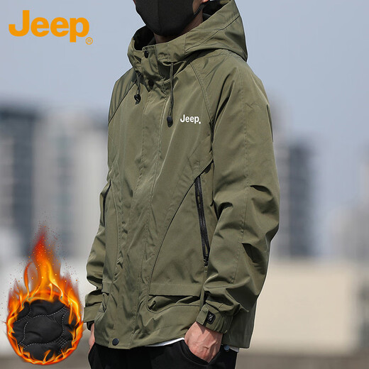 JEEP Jeep jacket men's autumn and winter assault jacket men's casual loose work clothes men's military green cotton 2XL