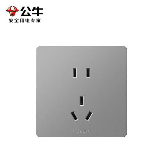 公牛（BULL）明装插座开关插座面板五孔带开关明线G59灰色多孔免打孔家用 正五孔【星空灰】 插座