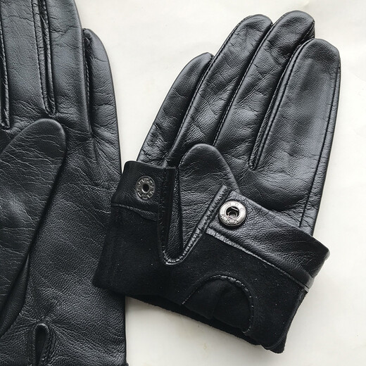 Gold Longyue Men's Lambskin Genuine Leather Gloves Touch Screen Thin Unlined Single Layer Soft Sheepskin Driving Outdoor Gloves Split Finger Spring Autumn Winter Plus Velvet Warm Black Plus Small Hand Repair Black XS Plus Velvet