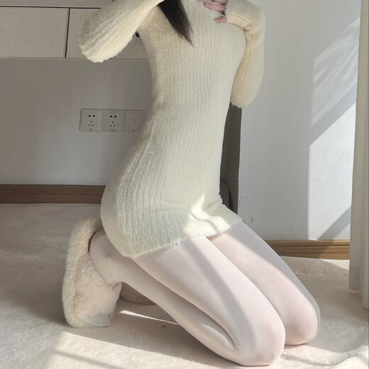 Feiyu Lolita pure desire milky white soft cute jk girl velvet 120d jumpsuit dance leggings solid color-white 80-140Jin Jin equals 0.5kg /145-170CM