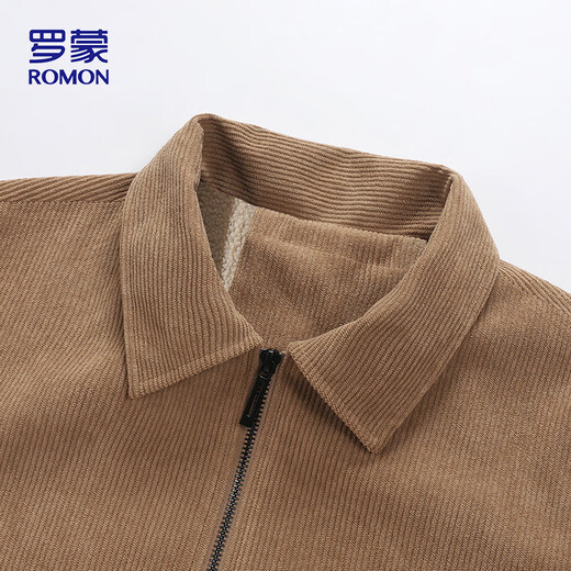 ROMON jacket men's autumn and winter lapel comfortable top business casual corduroy jacket men 2422 khaki thickened 2XL