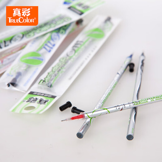 
True Color (TRUECOLOR) 0.35mm black full needle tube pull-out cover neutral refill signature pen substitute for students using large capacity office carbon water pen refill PL717