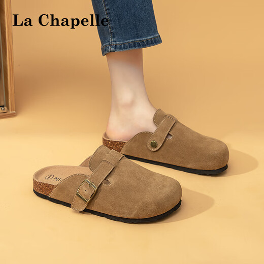 La Chapelle Frauenschuhe, dicke Sohle Halbschuhe, vielseitige ein Fuß besetzte Gelegenheitsbirkenstock-Schuhe-002 Khaki 38
