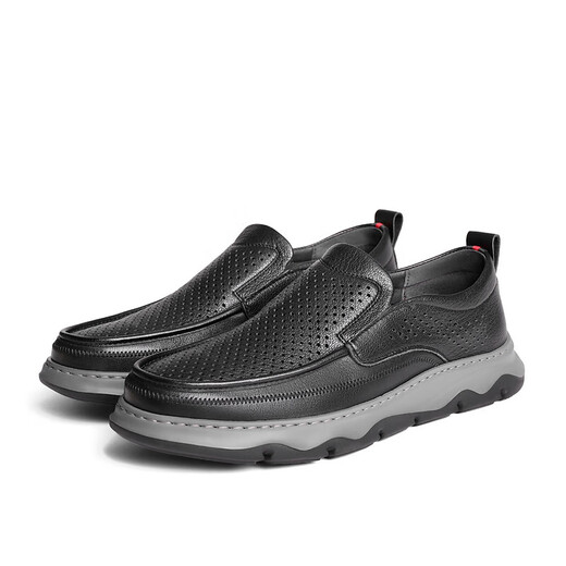 
Belle casual shoes men's summer cowhide leather punched breathable business casual shoes A1509BM3 black 43