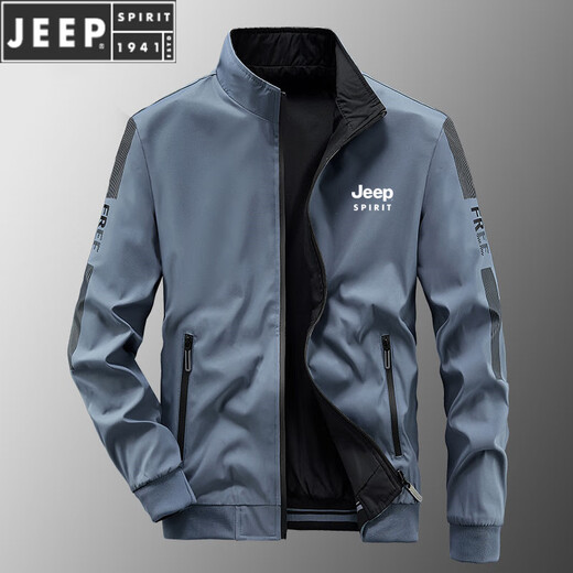 JEEP SPIRIT夹克男士春秋款立领宽松双面穿冬季青中年商务茄克衫加棉外套 9866卡其加棉款【升级版】 3XL (建议160-175斤)