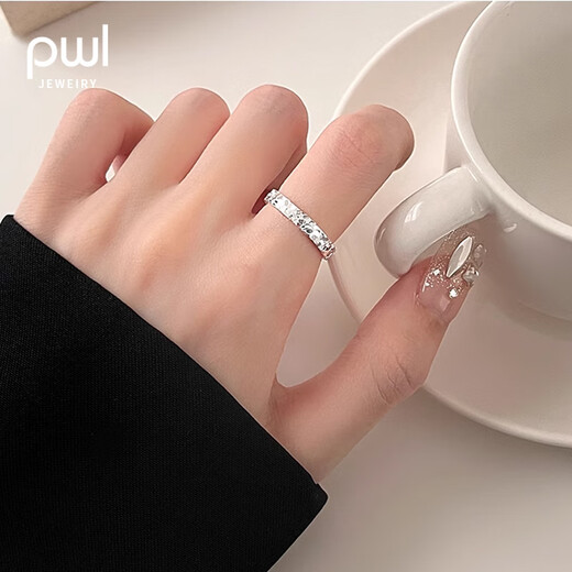 PWL Pure Silver 999 Crushed Ice Ring for Men and Women, Light Luxurious Design, Adjustable Couple Ring for Girlfriend’s Birthday Gift, Crushed Ice Ring for Women, 999 Pure Silver