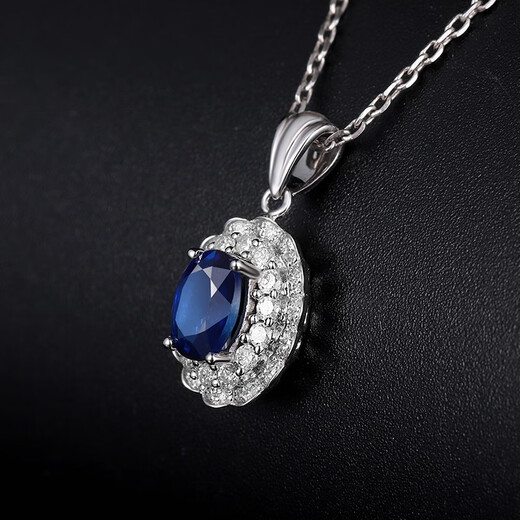 Ting Liang 0.7 carat Sri Lankan natural sapphire pendant 18k gold inlaid diamond necklace ready stock with 18K gold necklace