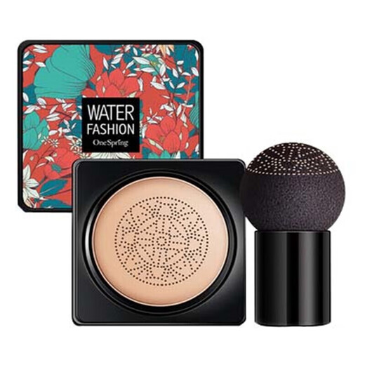 Un cojín de aire de la cabeza de champiñones de primavera para el cojín de aire de champiñones para mujeres para el corrector de crema BB, la base de líquido hidratante dura de larga duración y no es fácil de eliminar el maquillaje. 2 cajas de blanco marfil