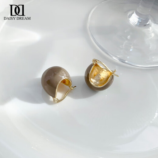 DAISY DREAM temperament red light luxury earrings high-end 2025 new hot style ear buckles and ear studs women's niche unique design earrings red semi-circle earrings