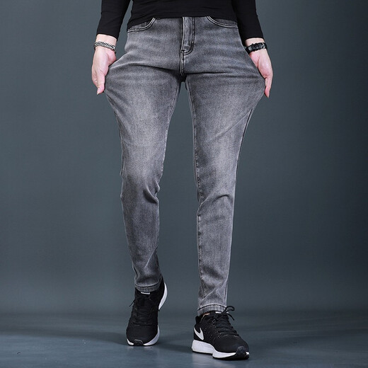 Ventilateur Litai Black Jeans pantalon mince masculin automne et hiver plus en velours épaissis de style coréen et jeans à la mode et décontractés