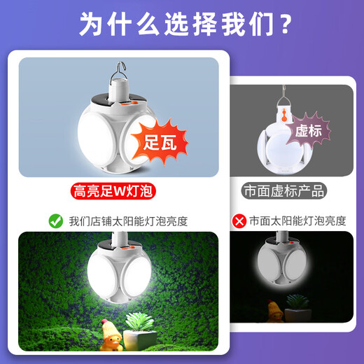 Zhenniu Camping-Lampe, Solar-Ladelampe, Outdoor, Camping, Zelt, Lagerlampe, Notfallausrüstung, Hängelampe, Stromausfall, Beleuchtung, Glühbirne, fünfter Gang (800 mAh)