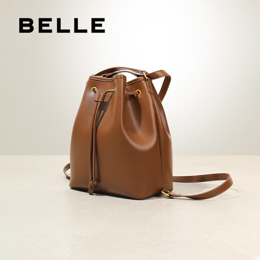 百丽（Belle）包包女2024新款质感休闲斜挎大容量单肩水桶包包X7170DX4 啡色
