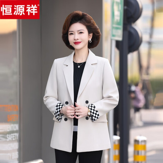 Hengyuanxiang 2025 new mother spring and autumn coat small suit short middle-aged and elderly coat simple versatile fashionable spring top M701.3-MQ728 Blue L