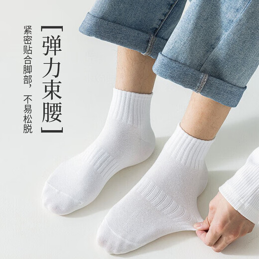 棉十三袜子男士【100%纯棉抗菌防臭】短袜夏季薄款透气纯色低帮短筒10双