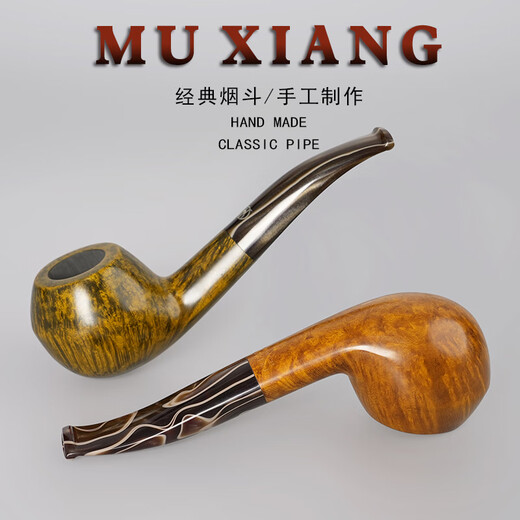 MUXIANG Heather Pipe's Men's Fabilleuse à la main Bulldog Pipe Suffon Souffon Même modèle 673 Traditionnel Old Fashioned Smoking Tool Tool Coumor Gold Coumor 673