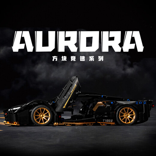 Lamborghini building blocks Bugatti remote control sports car boy racing assembly toy car model gift T1003 black gold Lambo-static version