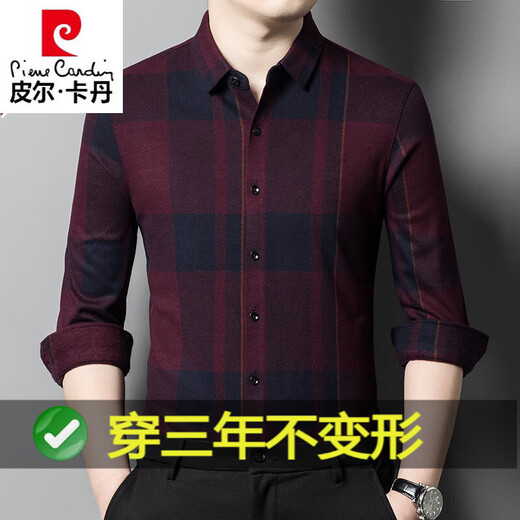 Shirt cachemire à 100% pur de Piercadien Plaid à manches longues pour hommes à manches longues épaissis de cachemire chaud et non ferré