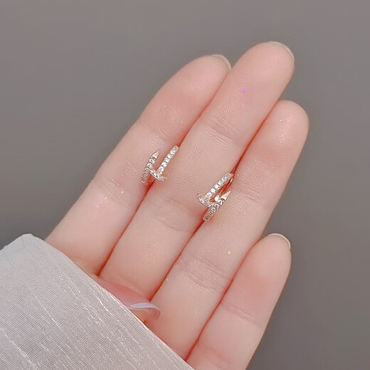 DL 1998 Fat Donglai same style 18k rose gold earrings French women's 2025 new light luxury niche earrings French exquisite rose gold earrings