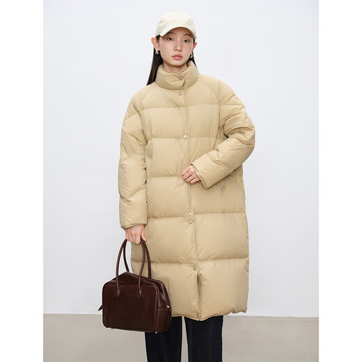 Selbstverträter kleiner koreanischer Ständerkragen mit mittlerer Länge Down-Jacke für Frauen im Winter 2024 Neue Temperament Casual Vielseitige Jacke Milk Tea Farbe xxs (1 Größe)