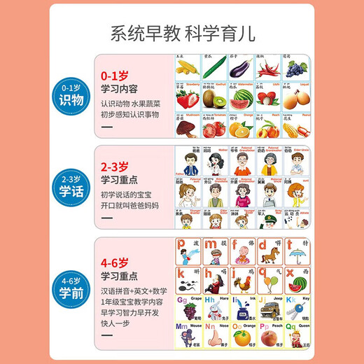 小而优【五合一早教挂本】幼儿童早教机中英文点读书挂本宝宝学习 升级19合一)点读挂本-有跟读223