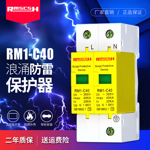Shanghai People's 2P/4P first-level surge protector 220/380V lightning arrester lightning switch surge protector anti-lightning three-phase-20KA (secondary)