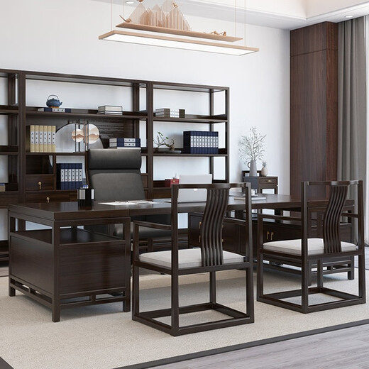 YARXCHEG New Chinese Style Boss Desk Corner Simple Modern Office Furniture Solid Wood President Desk Executive Desk Customized 2 Meters Golden Rosewood